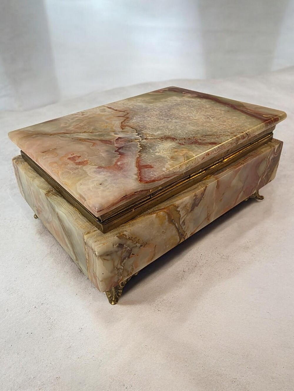 Vintage Onyx Marble Jewellery Keepsake Box